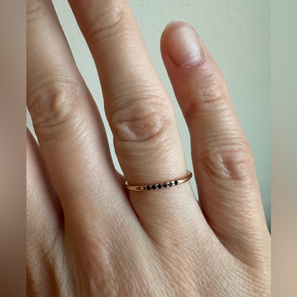 Missoma London Rose Gold Black Diamond Pave Ring Size 6